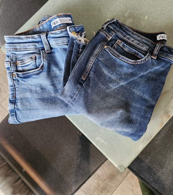ZARA Set of 2 Mid Rise Skinny Stretch Jeans Size 6 - Picture 2 of 15